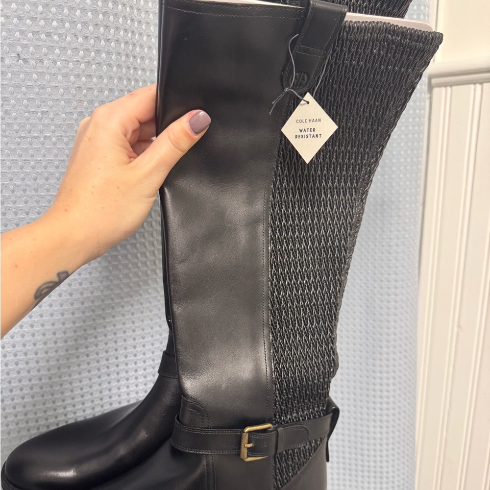 Cole Haan Women's Cape Stretch Side-Buckle Black Boots Size 10 NWT